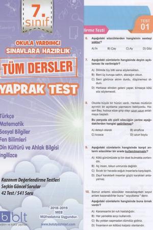 7. Sınıf Tüm Dersler Yaprak Test