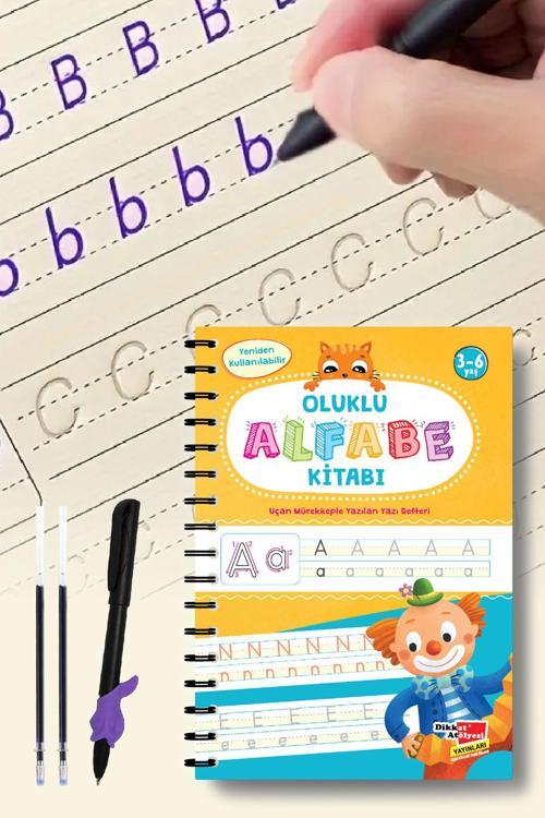 Alfabe Yazı Kitabı Sihirli Uçan Kalemli Oluklu (Kabartmalı) Yazmayı Kolayca Öğreten Kitap