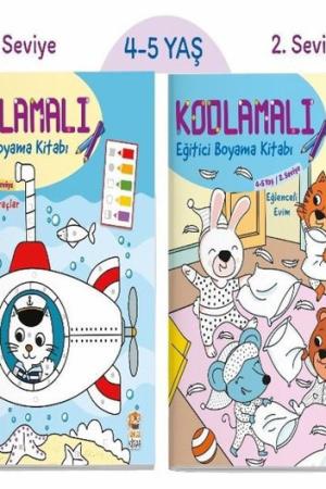 Kodlamalı Eğitici Boyama / 4-5 Yaş 1. ve 2. Seviye (2 Kitap)