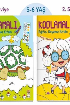 Kodlamalı Eğitici Boyama / 5-6 Yaş 1. ve 2. Seviye (2 Kitap)