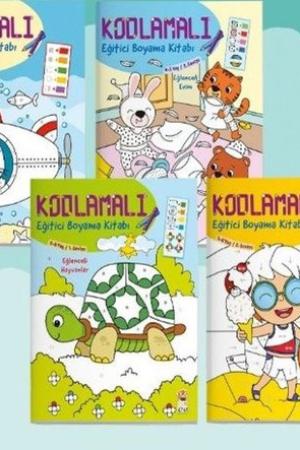 Kodlamalı Eğitici Boyama Kitapları 4-6 Yaş 1. ve 2. Seviye (4 Kitap)