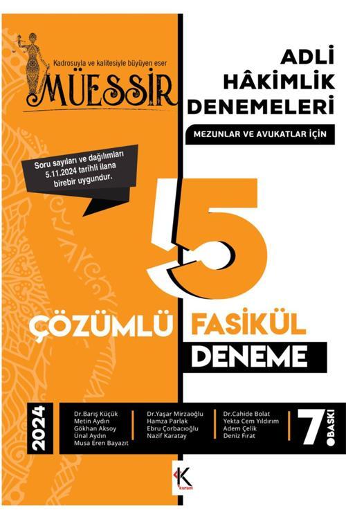 Müessir Adli Hakimlik Denemeleri 2024 Çözümlü 5 Deneme