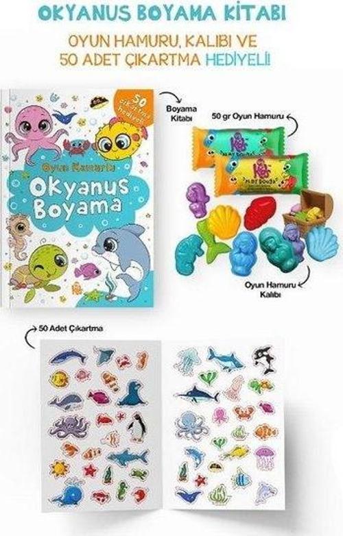 Okyanus Boyama Kitabı - Oyun Hamuru, Oyuncak ve Çıkartma Hediyeli / 3 Yaş+