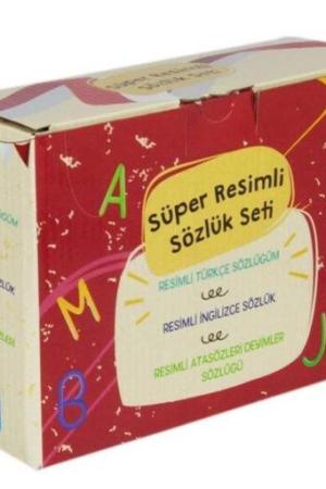Süper Resimli Sözlük Seti Türkçe-İngilizce Atasözleri (3 Kitap-Kutulu) Tdk Uyumlu