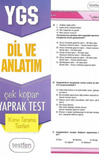 YGS Dil ve Anlatım Konu Tarama Yaprak Testleri
